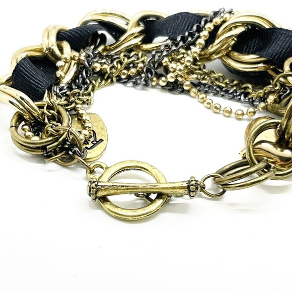 Betsey Johnson Fairy Goth Wing Heart Leopard Multi-layer Chain Crystal Bracelet - Picture 11 of 12